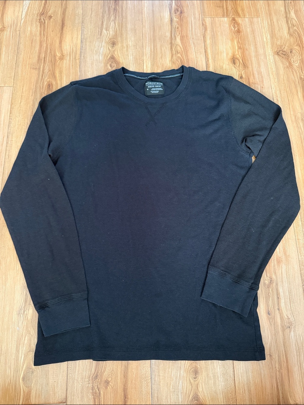 Nordstrom Men's Black Long Sleeve Waffle Knit Tee